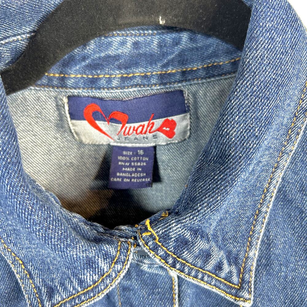 Vintage 80s Western Coastal Cowgirl Denim Snap Chore Shirt Jacket Plus Size 16 - Picture 4 of 7